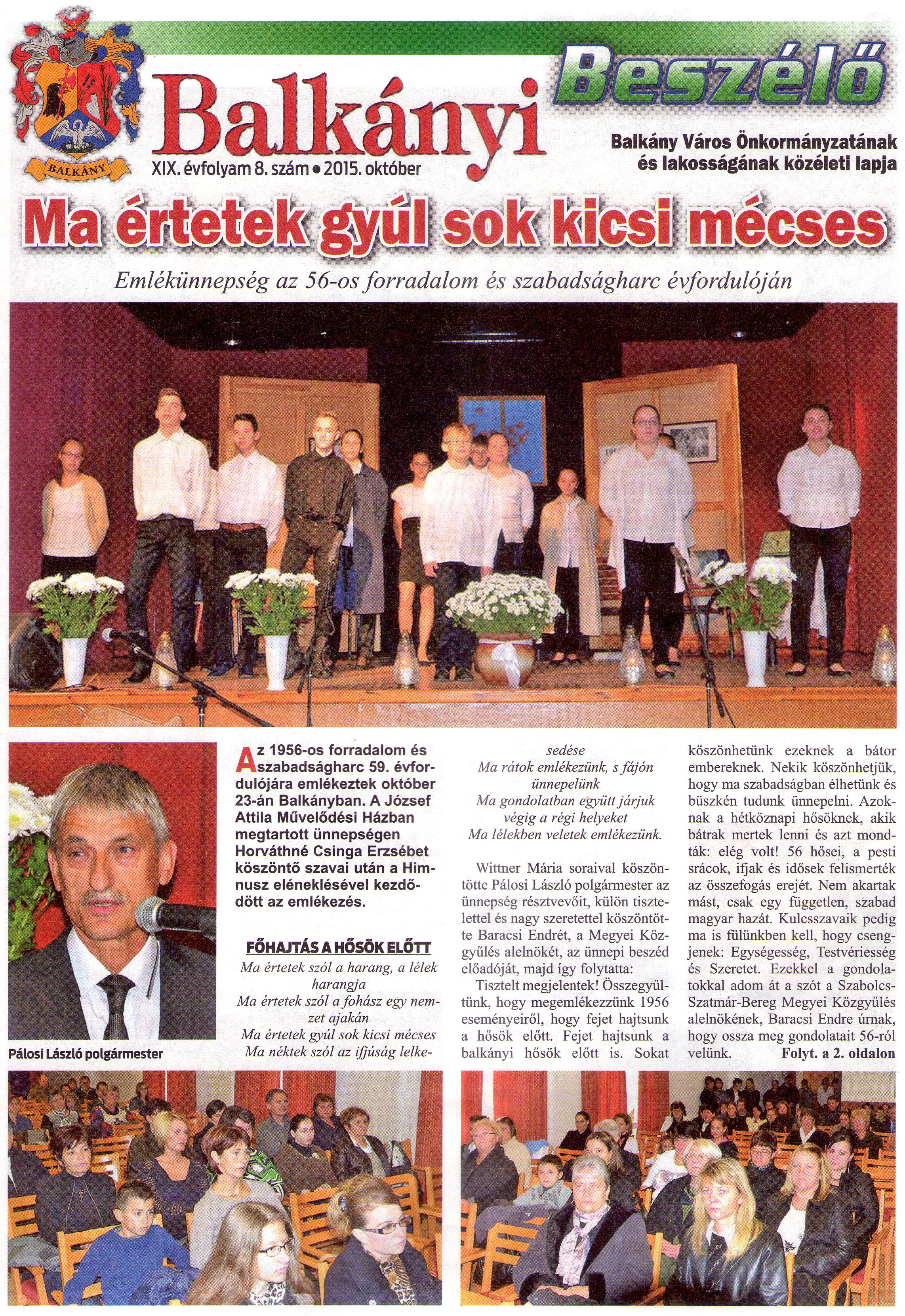 Balkányi Beszélő 2015. október címlap